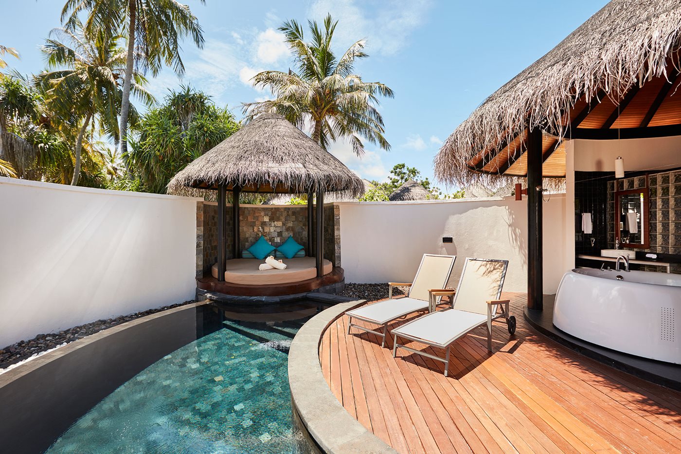 Beach villa private-pool courtyard at Sun Siyam Iru Fushi